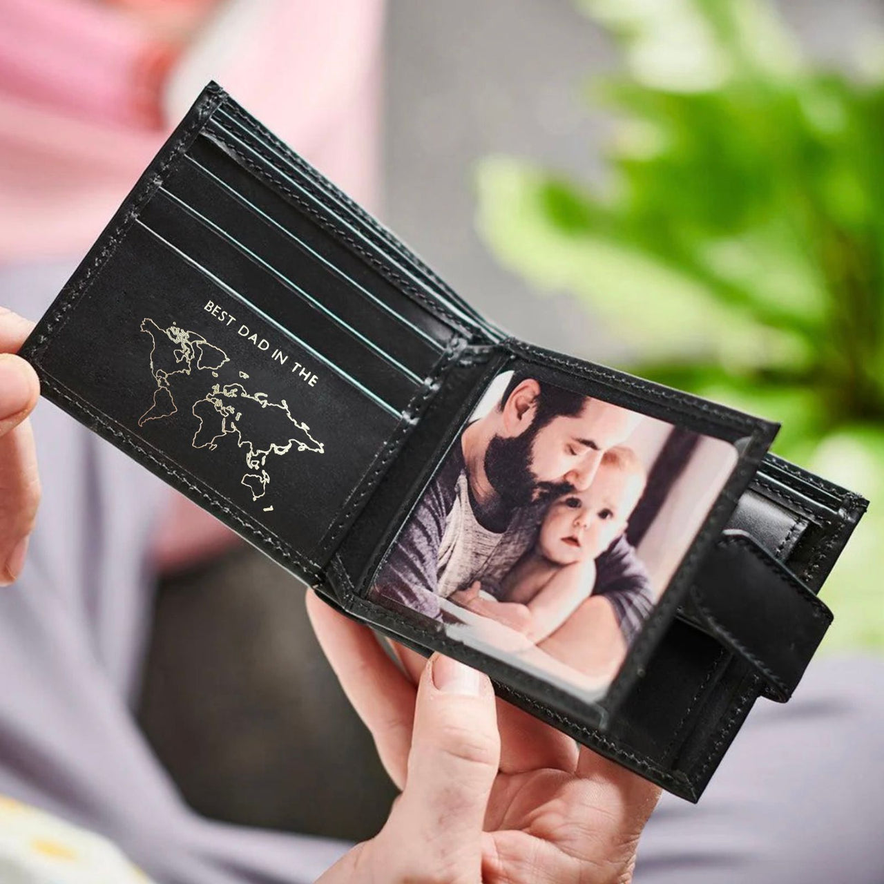 Best Dad in the World Leather Tri Fold Wallet