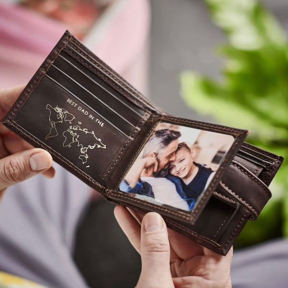 Best Dad in the World Leather Tri Fold Wallet