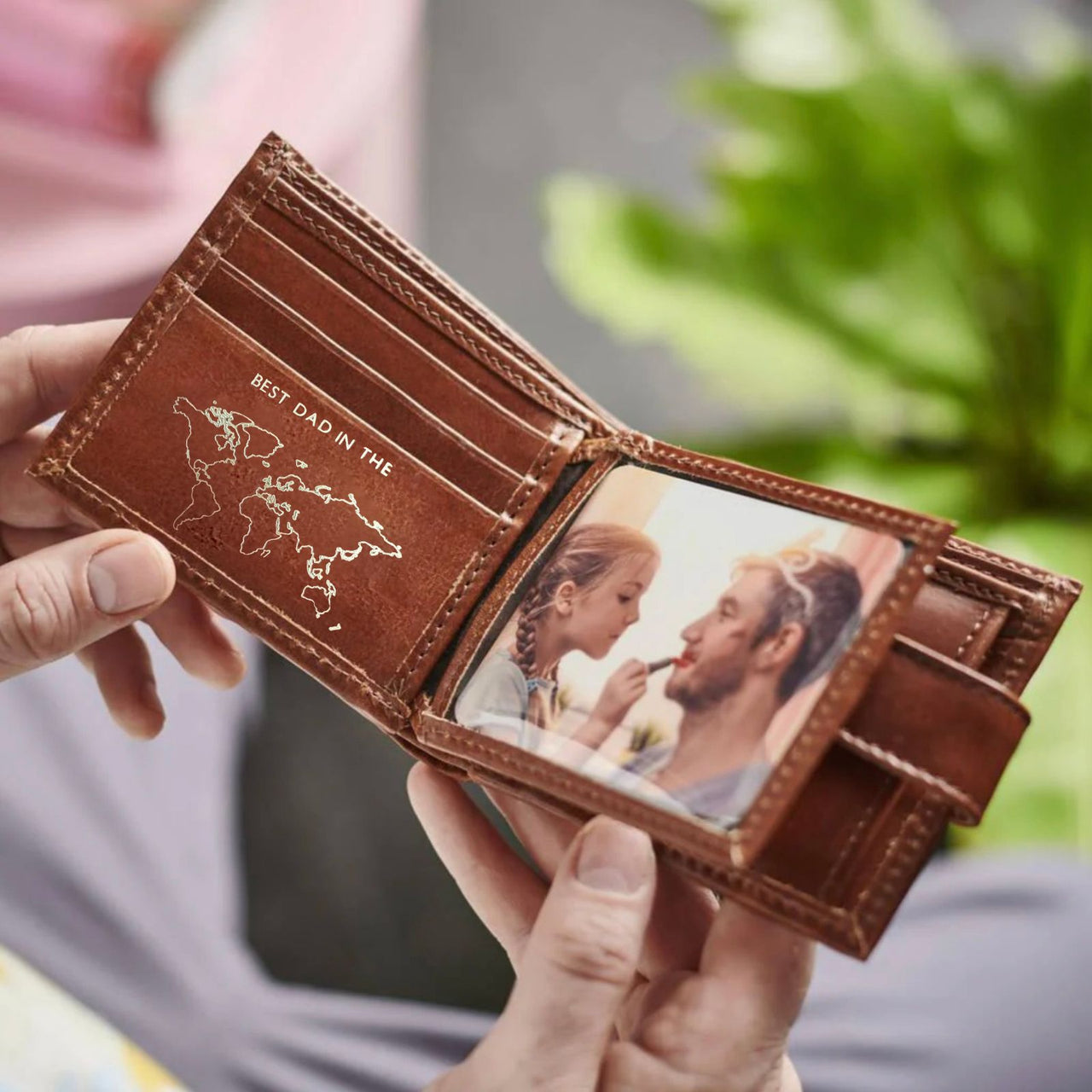 Best Dad in the World Leather Tri Fold Wallet