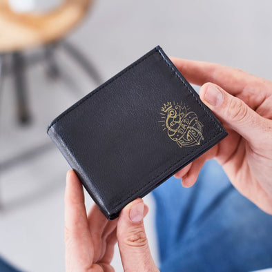 Dad Tattoo Leather Wallet with Coin Section