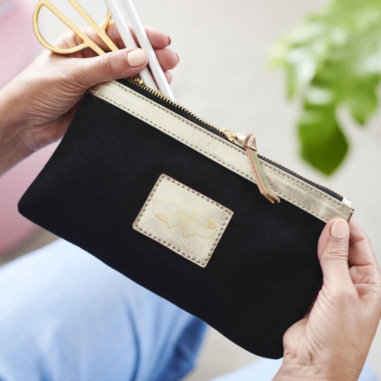 Personalised Canvas and Leather Make Up Bag