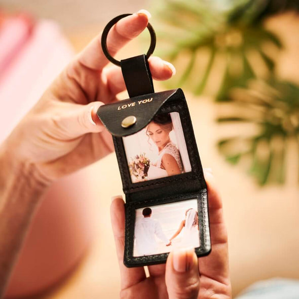 Personalised Leather Key Ring With Photos Unique Gift