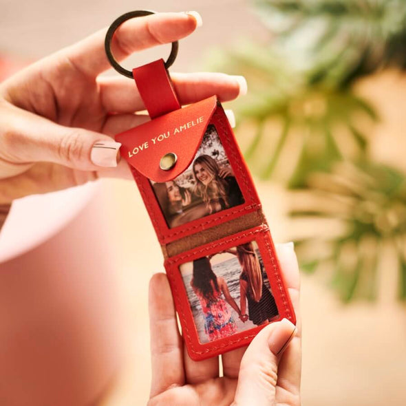 Personalised Leather Key Ring With Photos Unique Gift
