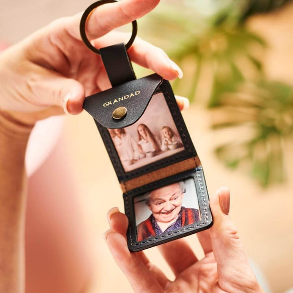 Personalised Leather Key Ring With Photos Unique Gift