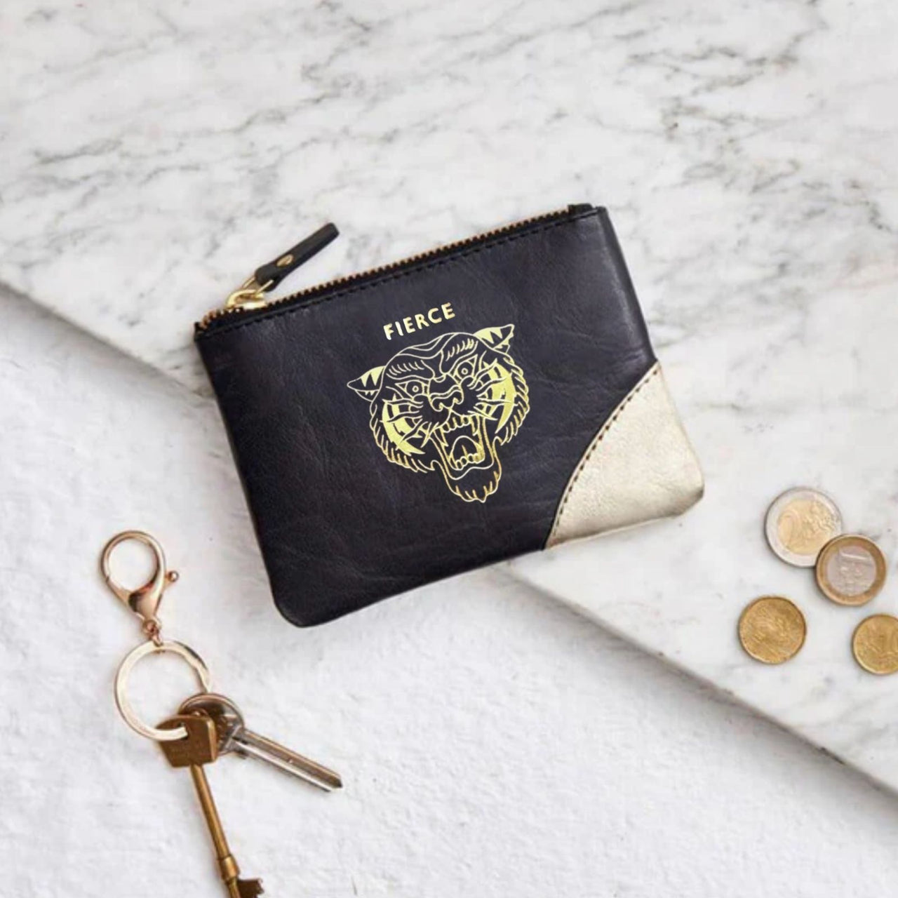 Fierce Tiger Leather Coin Purse