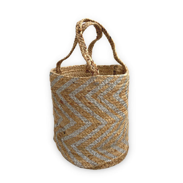 Jute Tote Beach Bag Chevron