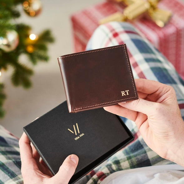 Leather Wallet with Coin Section and RFID