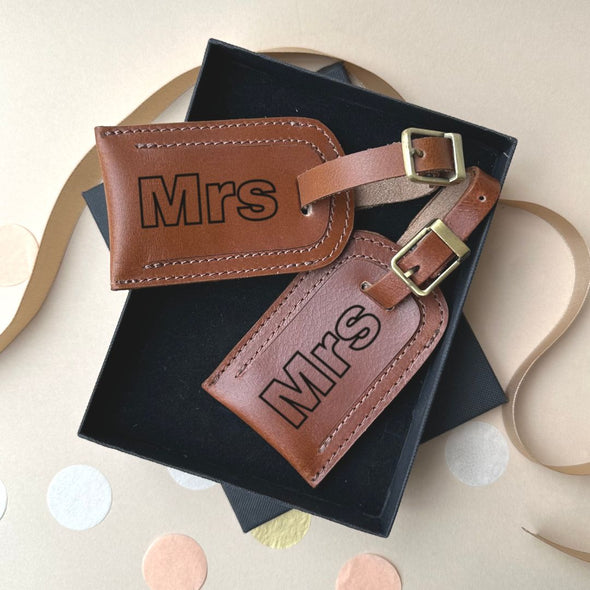 Mrs And Mrs Engraved Luggage Tags