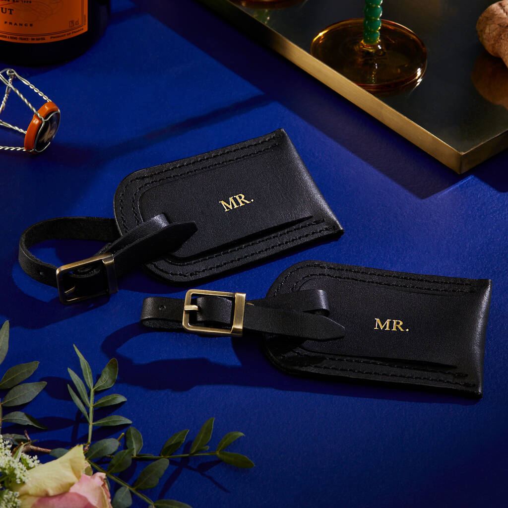 Mr & Mr Embossed Wedding Luggage Tags