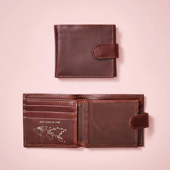 Best Dad in the World Leather Tri Fold Wallet