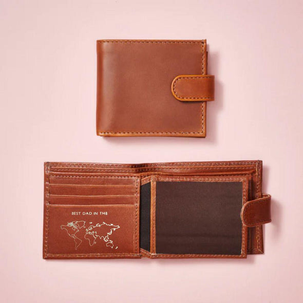 Best Dad in the World Leather Tri Fold Wallet