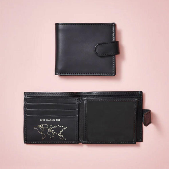 Best Dad in the World Leather Tri Fold Wallet