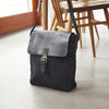 Mens leather and canvas messenger bag in black