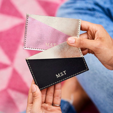 Metallic Leather Credit Card Holder