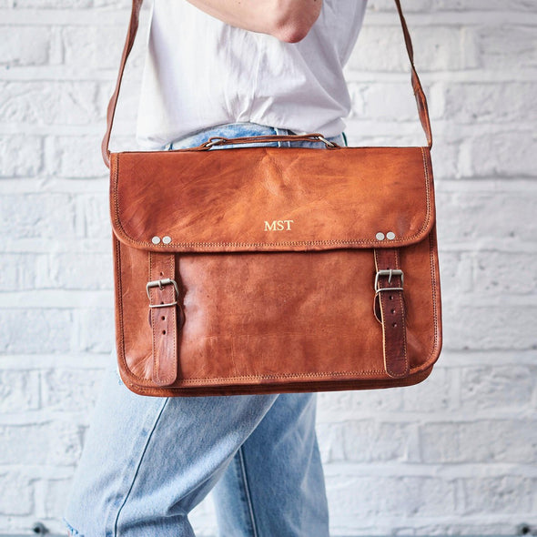 Leather Medium Laptop Bag with Handle