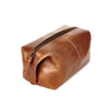 Leather Wash Bag Dark Tan side