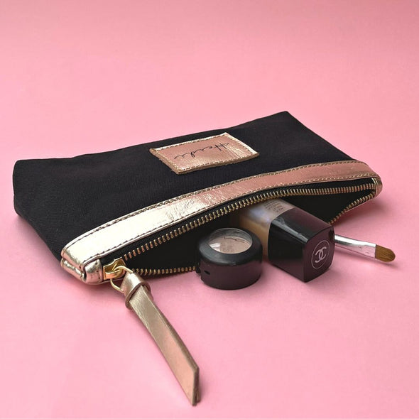 Personalised Canvas and Leather Make Up Bag