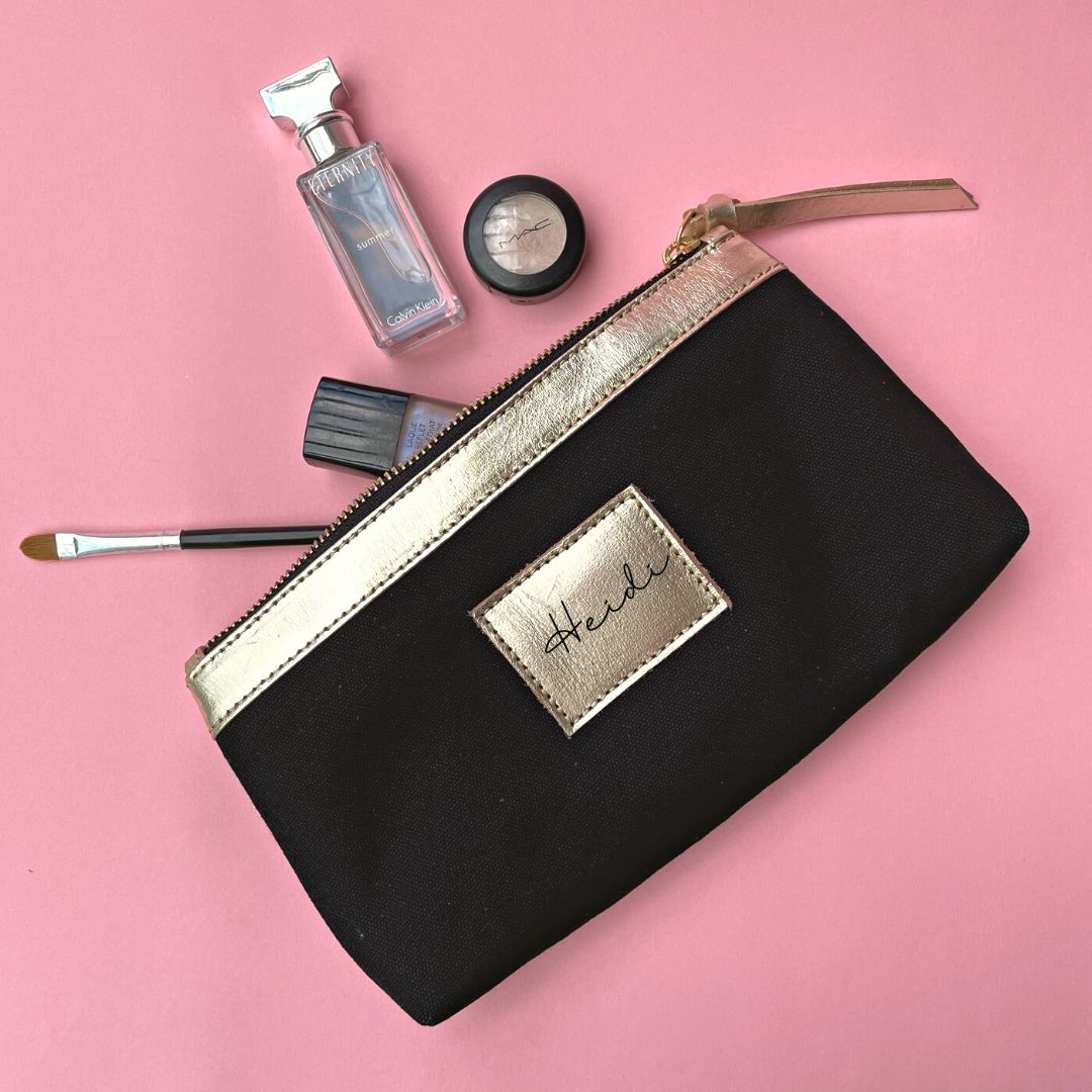 Personalised make sales up bag leather
