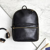 Black leather mens rucksack and laptop bag