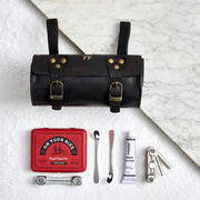 Black leather saddle bag for bikes