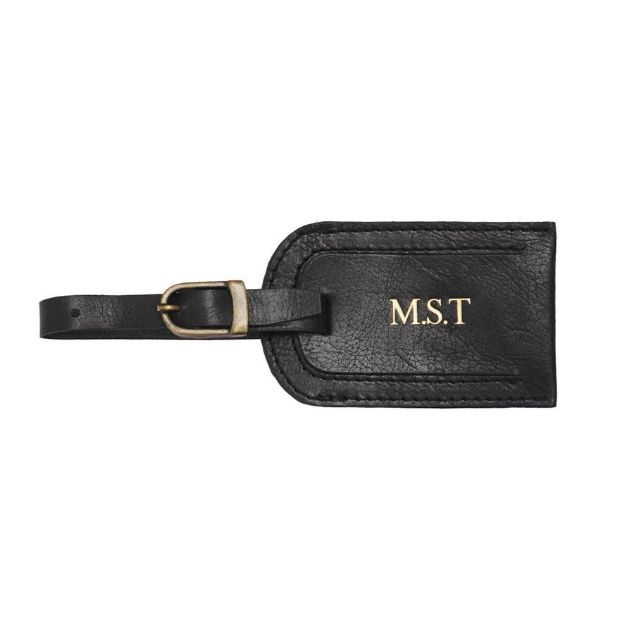 Black Leather Luggage Tag Personalised