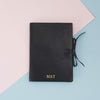 Black leather notebook with personalisation