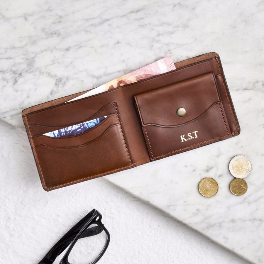 Raw tan leather wallet