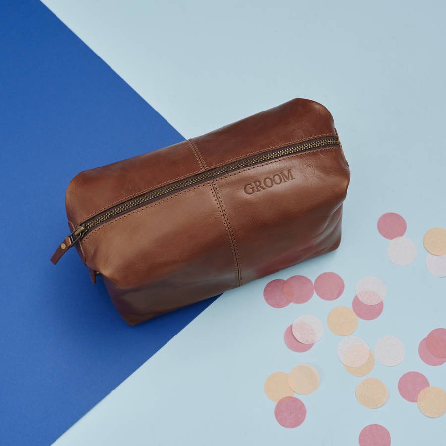 Groom gift Leather Wash Bag