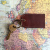 Dark Brown Leather Key Ring Map