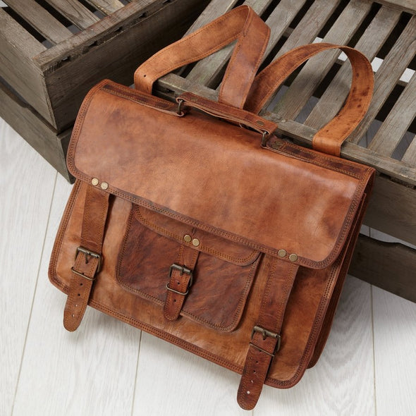 Large Leather Laptop Backpack 3 in 1