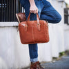 Tan delux leather laptop bag briefcase style