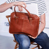 Briefcase laptop bag in tan leather