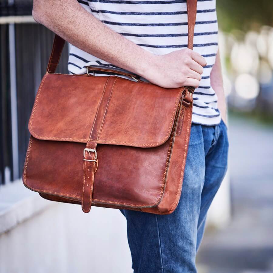 Mens Leather Laptop Messenger Bag Range Of Ethically Made Leather