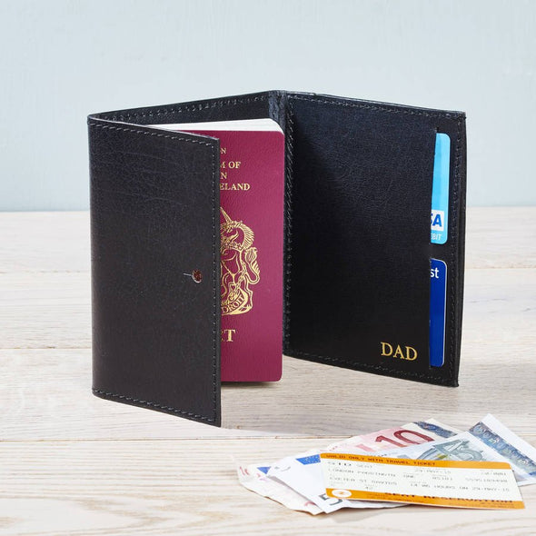 Leather Passport Holder Black