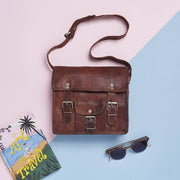 Mini Leather Satchel with Front Pocket