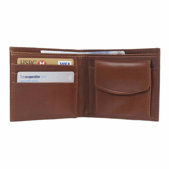 Leather Wallet with Coin Section Dark Tan
