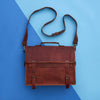 Dark tan leather bag for men