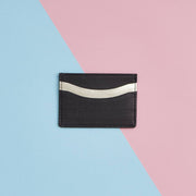 Womens Leather Credit Card Holder Black and Gold