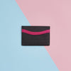 Womens Leather Credit Card Holder Black and Pink