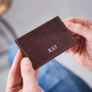 Dark brown leather card holder
