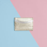 Womens Leather Credit Card Holder Gold and Silver