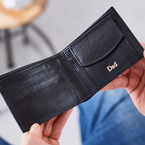 Black letaher wallet with coin section 