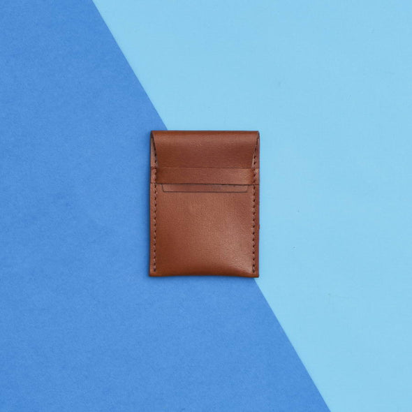 Tan leather credit card holder with personalisation option