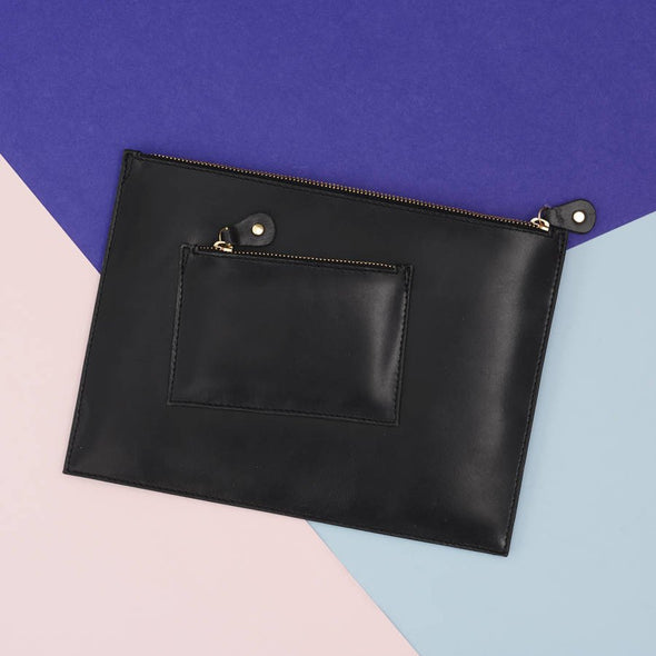 Leather iPad Clutch Bag Black