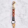Clip leather keyring with initials