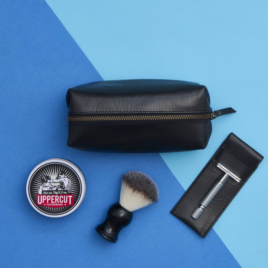 Leather Shaving Bag and Razor Cover