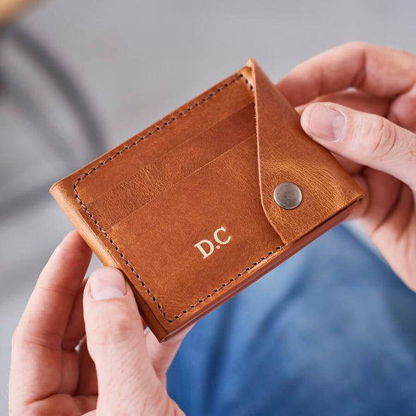 Tan leather wallet card holder