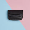 Black scallop leather purse 
