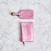 Metalic pink travel set with passport cover and luggage tag