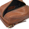 Inside tan leather wash bag